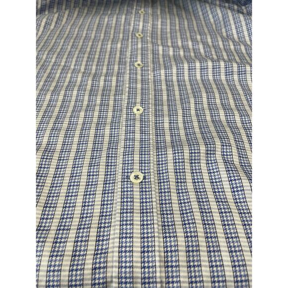 Bugatchi Uomo Shaped Fit Men Size Small Check Flip Cuffs Long Sleeve Dress Shirt - Picture 6 of 12